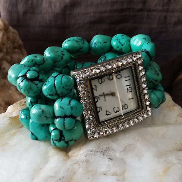 Vintage Accessories - Vintage Watches Turquoise Stretchy Bracelet
